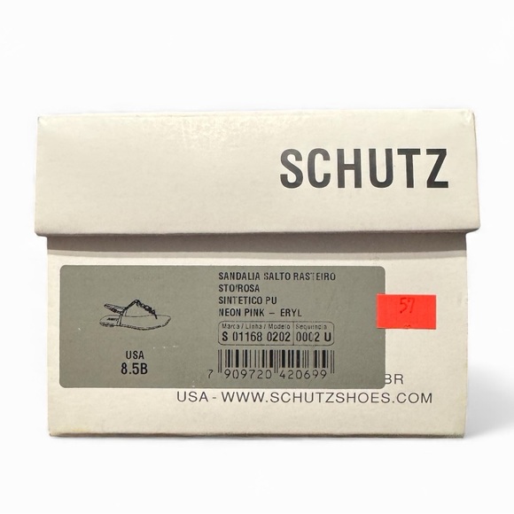 Schutz Eryl Neon Pink Embellished Thong Sandals Shoes 8.5 Resort Holiday Festive - Picture 9 of 10